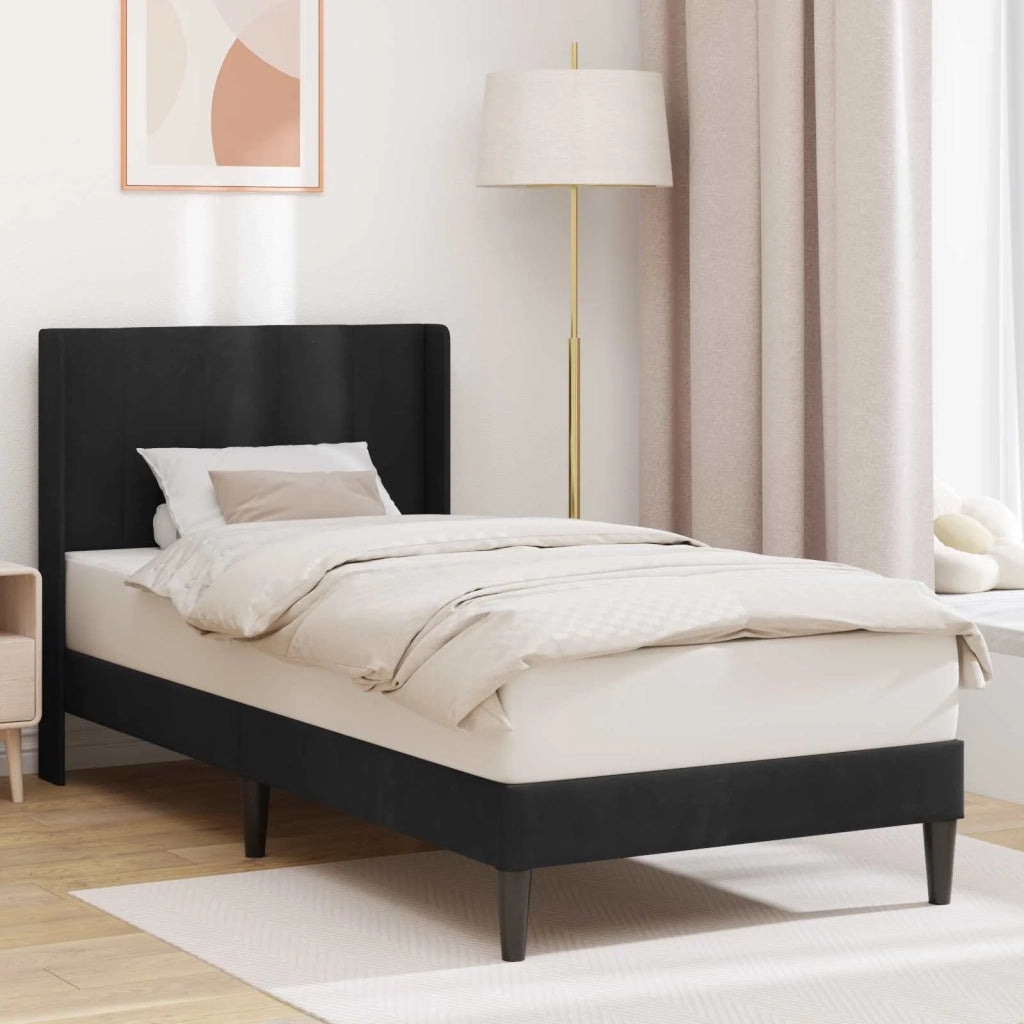 Struttura del letto con testiera Nero 90 x 190 cm Velluto