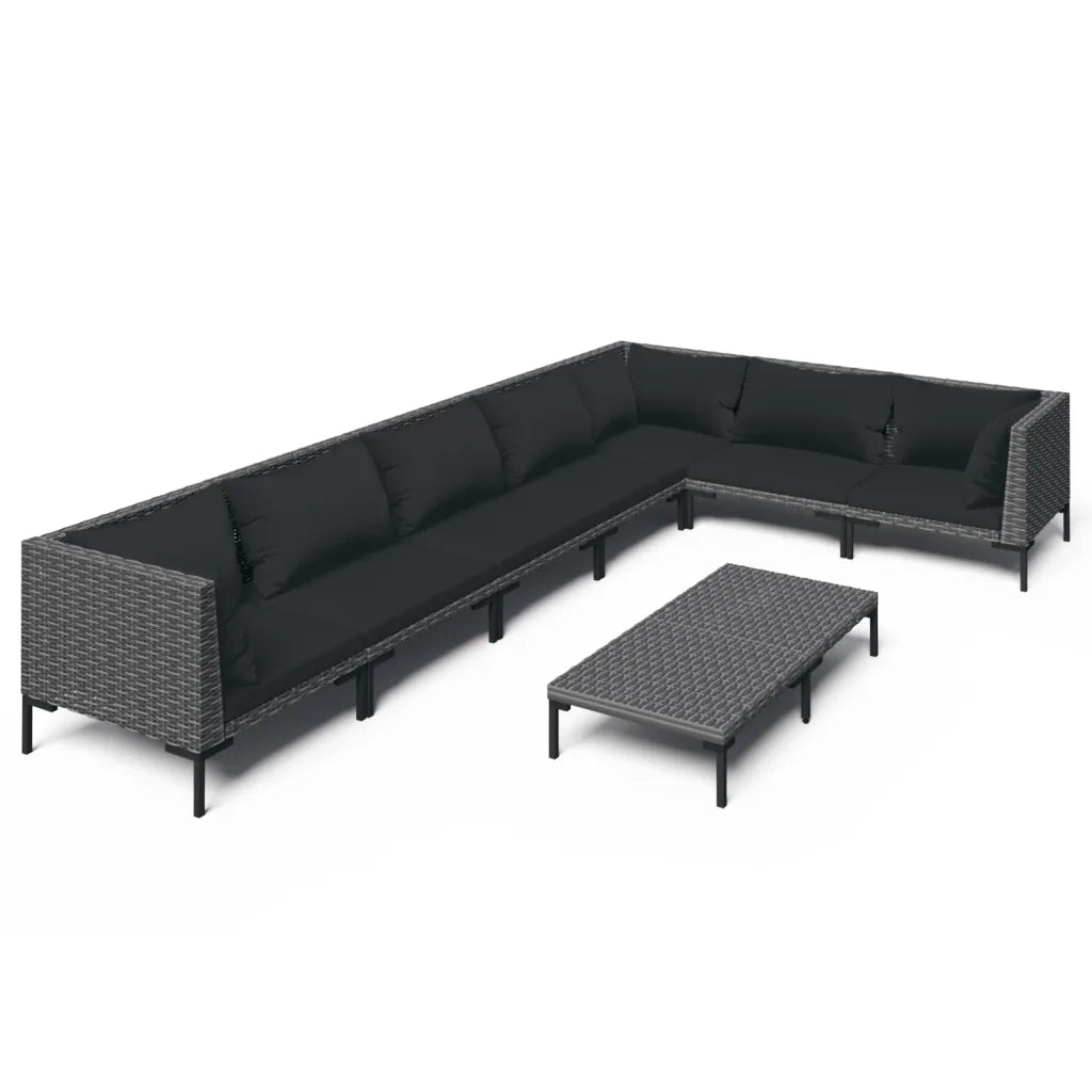 Set Divani Giardino 8 pz con Cuscini in Polyrattan Grigio Scuro cod mxl 41123