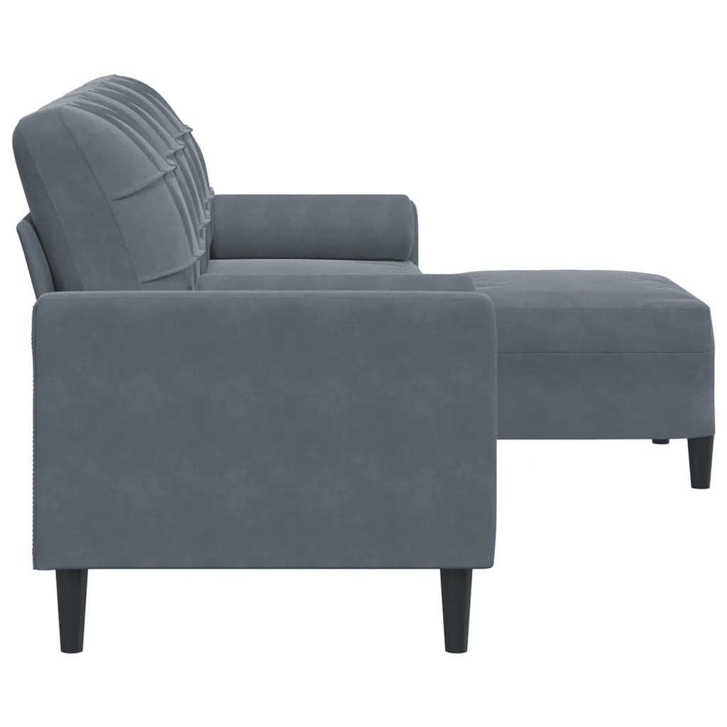 Divano a 3 Posti con Poggiapiedi Grigio Scuro 210cm in Velluto 3278278