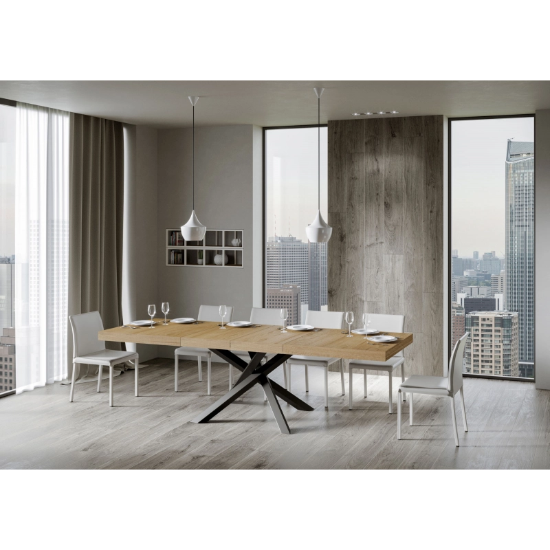 Tavolo allungabile 90x180/284 cm Volantis Premium telaio Antracite - Quercia Natura