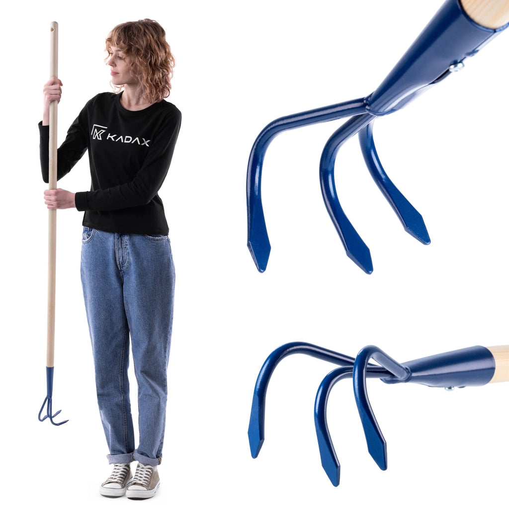 KADAX Coltivatore manuale per terreno, allentatore per giardino, 142 cm di terra, artigli robusti