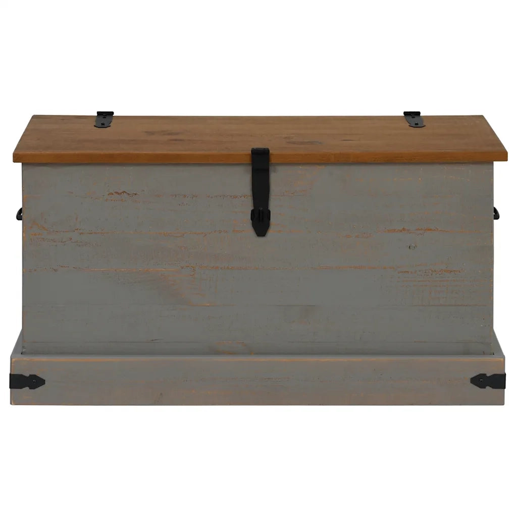Cassapanca-Baule-Armadietto contenitore HALDEN Grigio 91x48x47 cm in Legno Massello di Pino