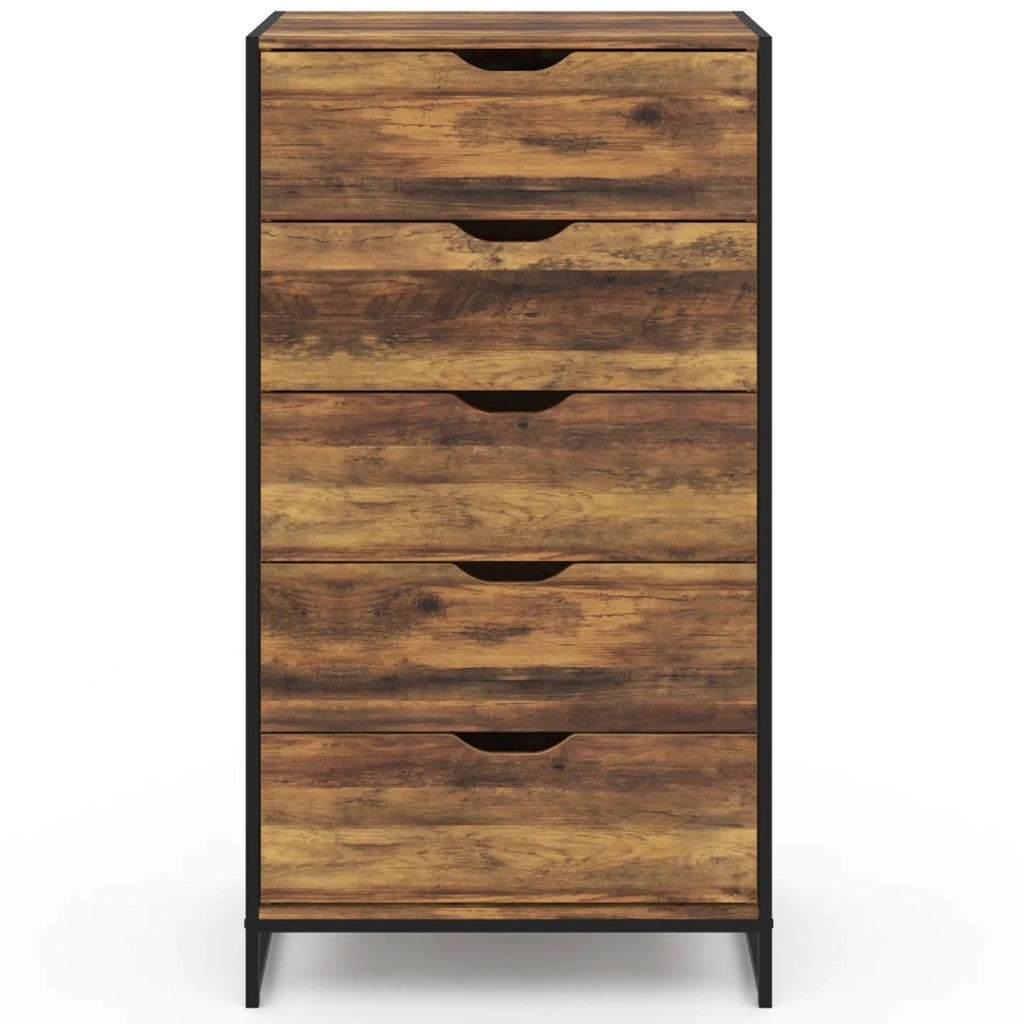 IDMarket - Cómoda HAWKINS de 5 cajones y 60 cm de diseño industrial