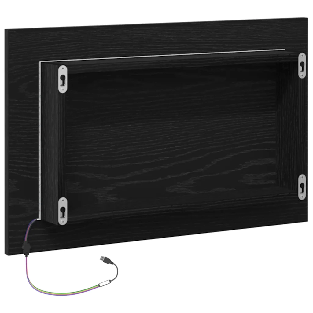 Specchio da Bagno con Luci LED Rovere Nero 60x8,5x37 cm 862547