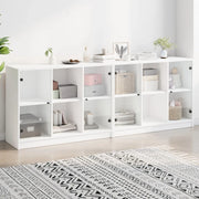 Libreria con Ante Bianca 204x37x75 cm in Legno Multistrato 3206531