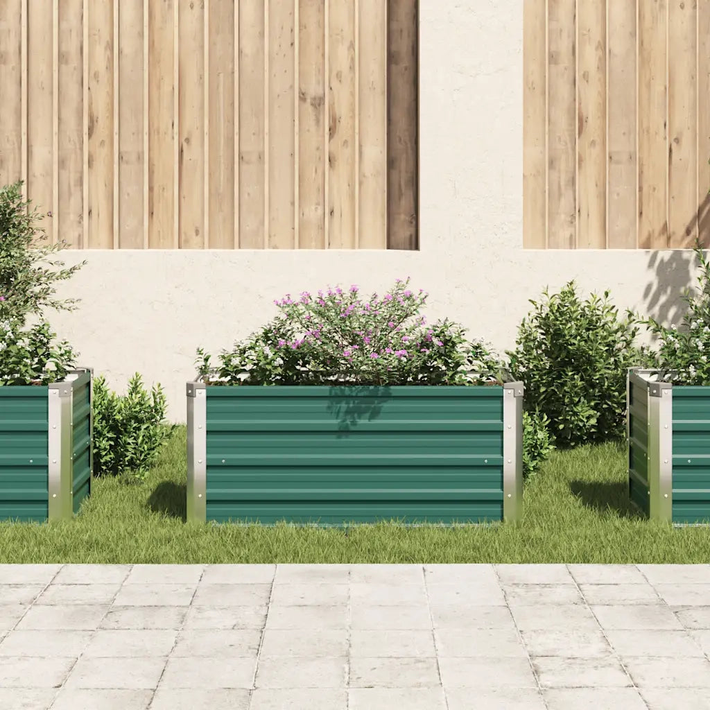 Fioriere | Cassetta per fiori | Letto Rialzato Giardino in Acciaio Zincato 100x40x45 cm Verde