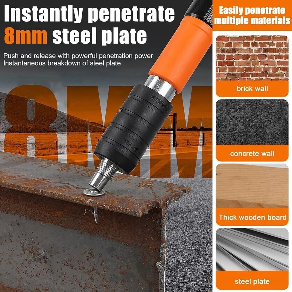 Trade Shop - Mini Pistola Sparachiodi Manuale Con 10 Chiodi Portatile Silenziatore Regolabile -