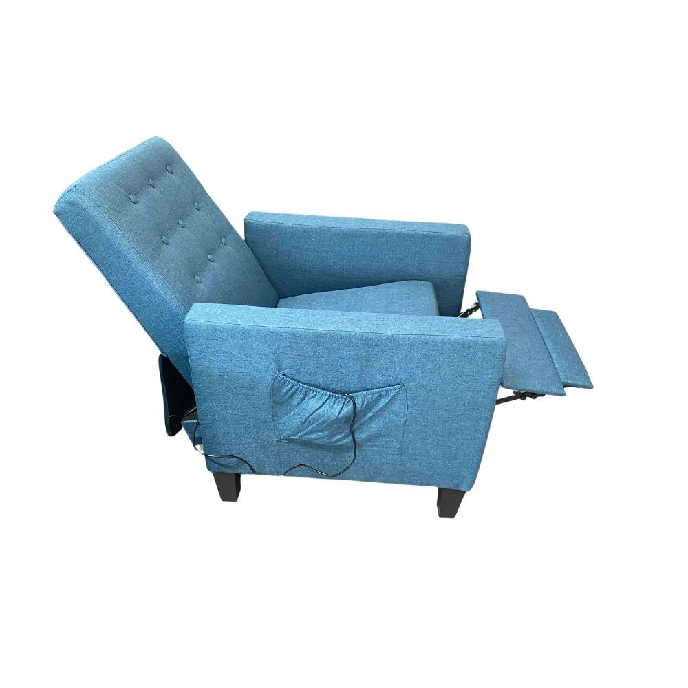 Poltrona recliner con massaggio Malea tessuto blu