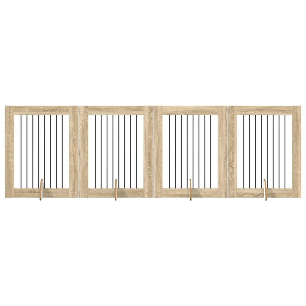Cancello per cani con supporti 4 pcs Rovere Sonoma 80 x 100 cm 892044