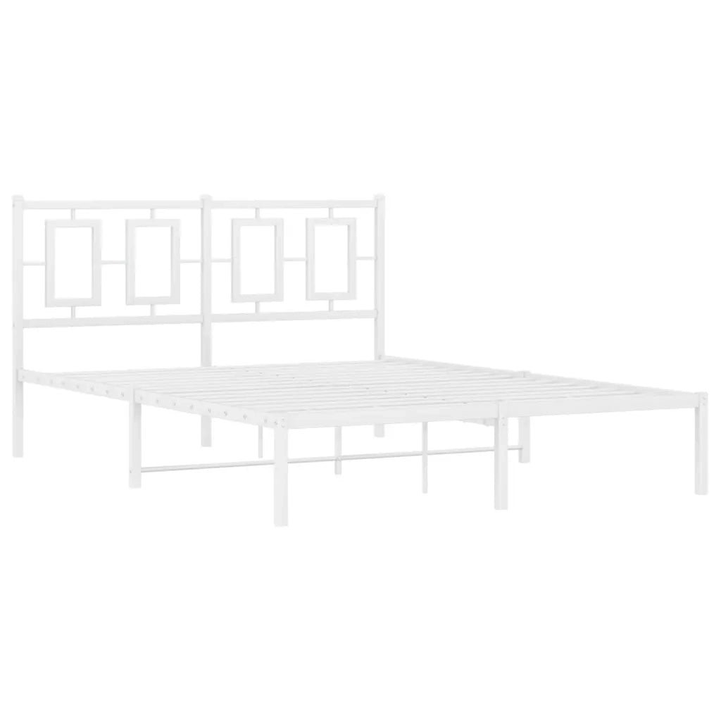 Giroletto con Testiera-Struttura Letto con testiera Metallo Bianco 140x200 cm 187376