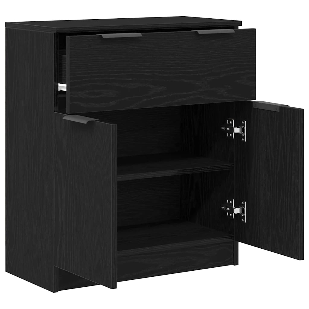 Credenza-Buffet-Armadio da cucina Rovere Nero 60 x 30 x 70 cm Legno multistrato 383017