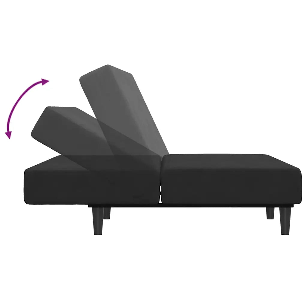 Divano Letto a 2 Posti con Poggiapiedi-Sofa Letto 2 Posti-Daybed Nero in Velluto 655917