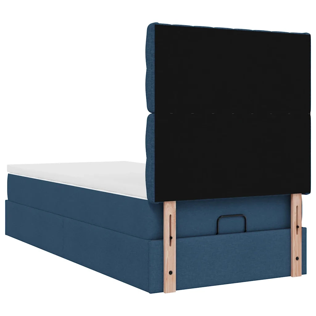 Pouf Letto con Materasso Blu 90x200 cm in Tessuto