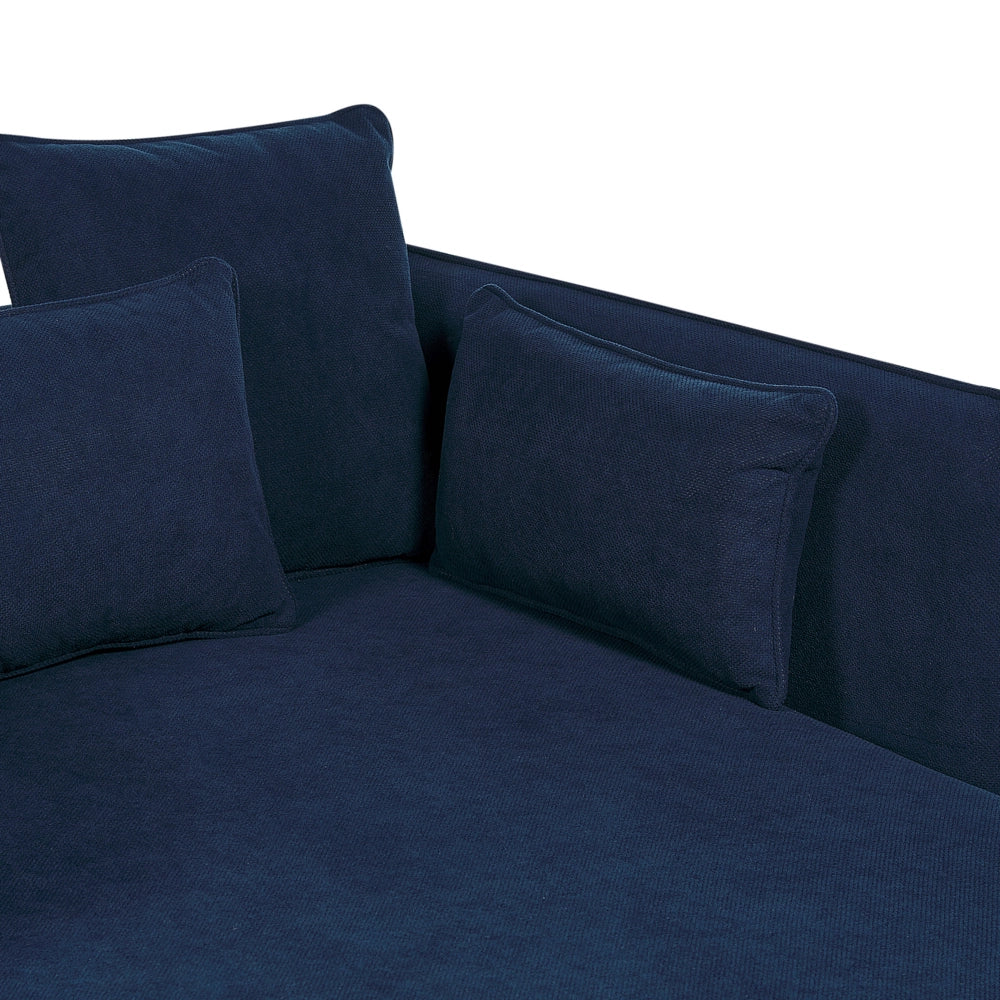 Chaise Lounge Blu Poliestere Tessuto Imbottito Braccioli Cuscino Schienale Design Moderno Soggiorno Simmetrico