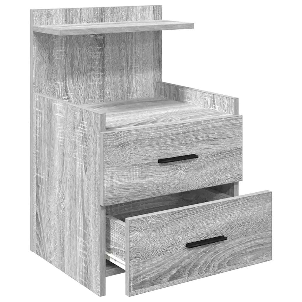 Comodini 2 pz con 2 cassetti Grigio Sonoma 40x36,5x62 cm