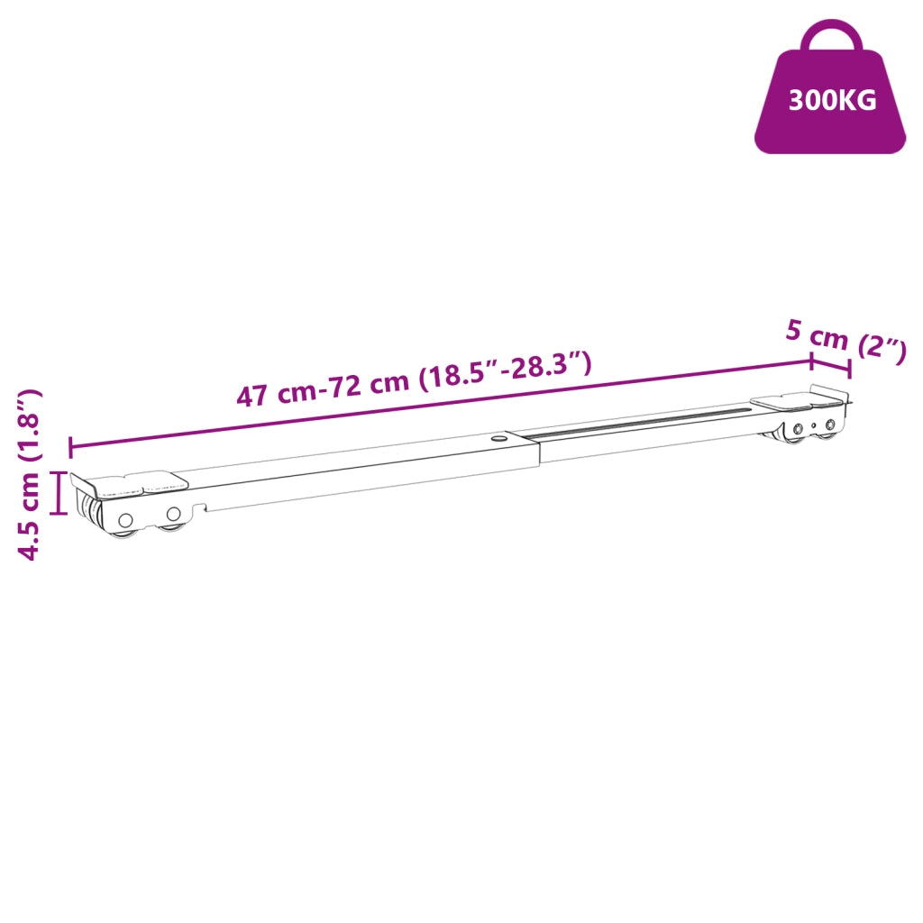 Base per Lavatrice con Ruote 2 pcs Lunghezza 46-71 cm 300 kg