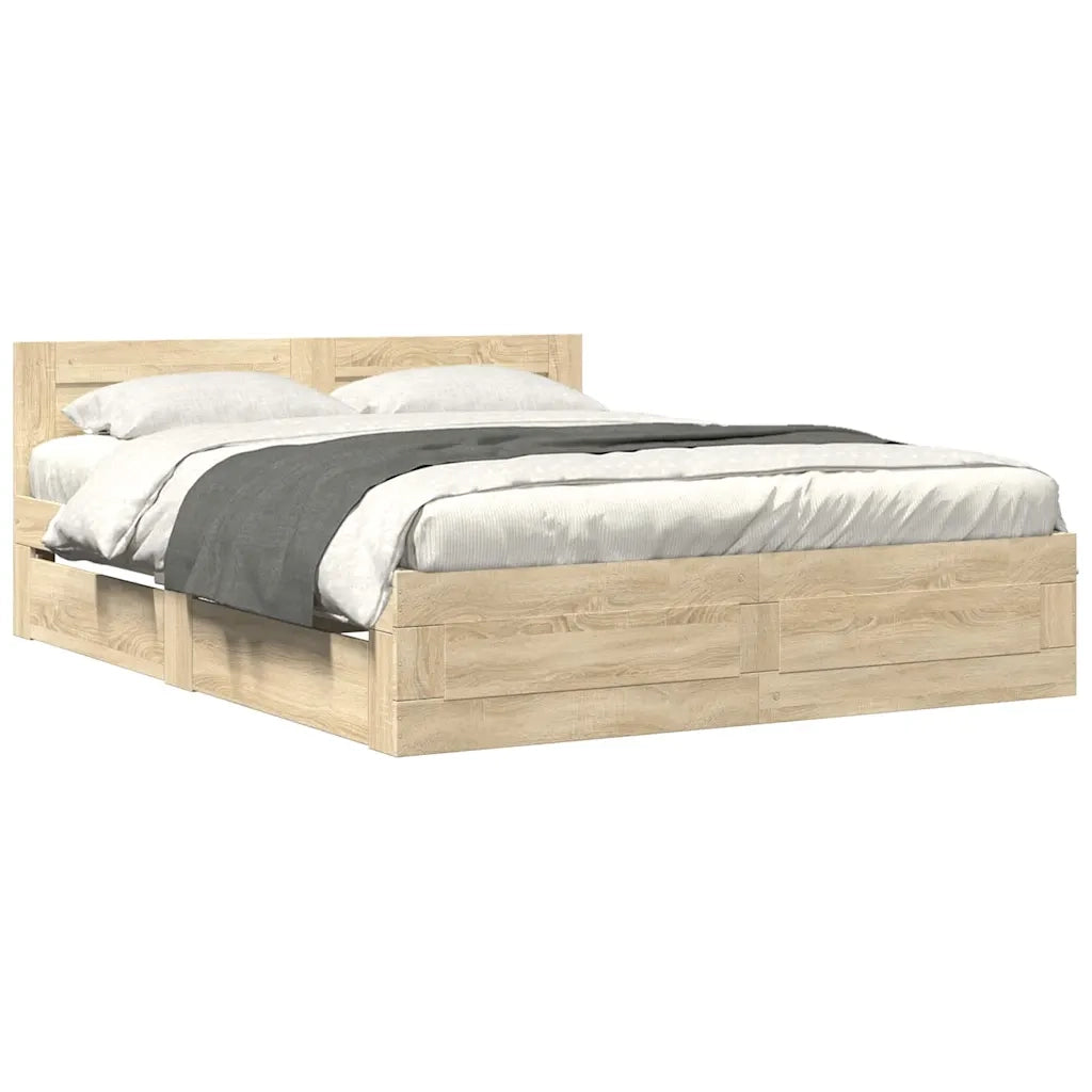 Struttura del letto 2 pcs Sonoma 153 x 203 cm Legno multistrato 3402855
