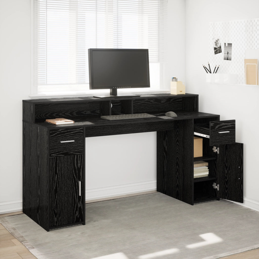 Scrivania Rovere Nero 160x55x91 cm Legno ingegnerizzato