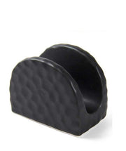 PORTA TOVAGLIOLI NERO IN CERAMICA MODELLO ONDULATO 10 X 6 X 8 CM