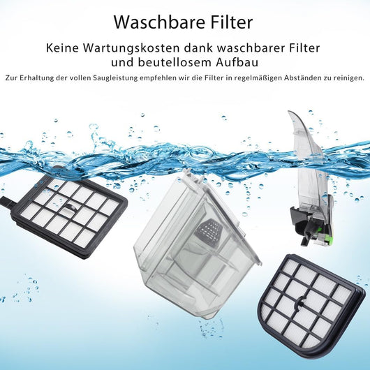 Aspirapolvere 900 W Senza Sacco Aspirapolvere Multiciclone Potente Volume 1,5L Filtro HEPA Lavabile