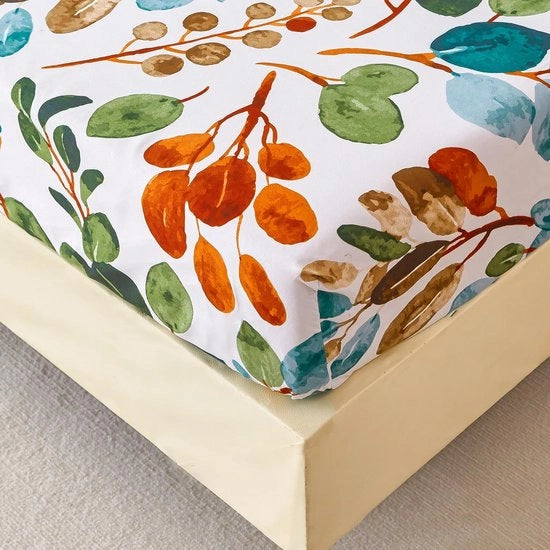 Federato da 180 x 200 cm con Disegno di Fiori Colorati Primaverili fino a 30 cm di Altezza del Materasso