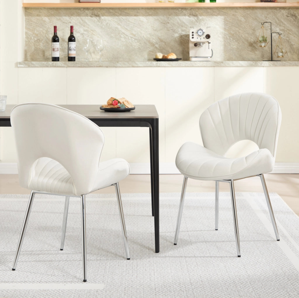 Sedia da pranzo 66.0x55.5x53.5 cm senza braccioli in tessuto avorio