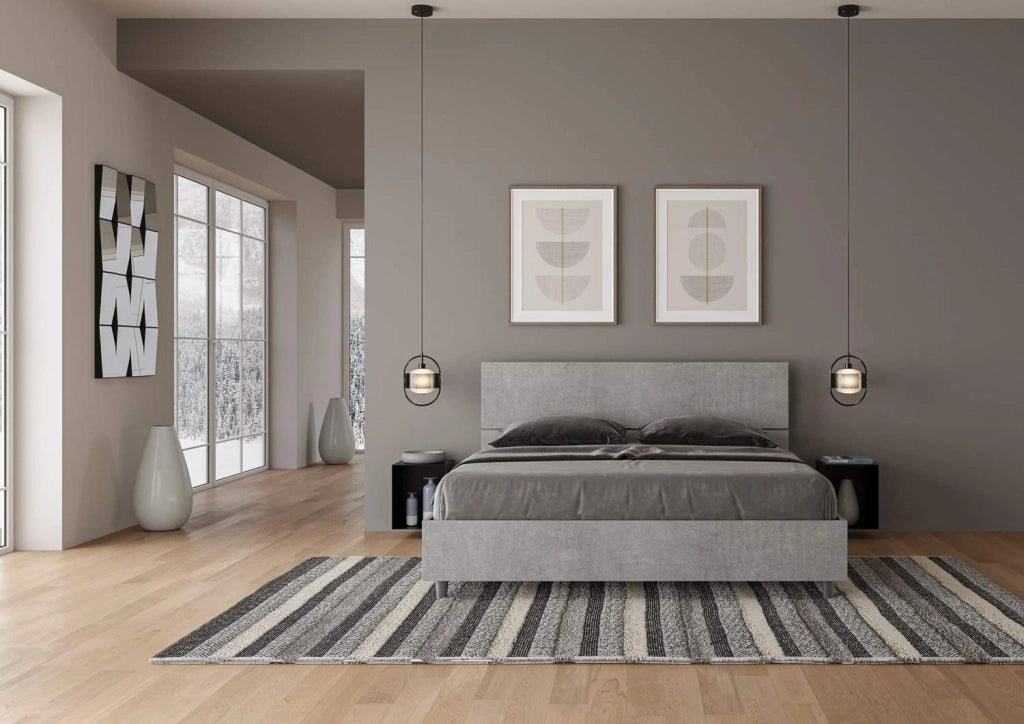 Letto matrimoniale senza rete 160x190 testata dritta cemento Demas