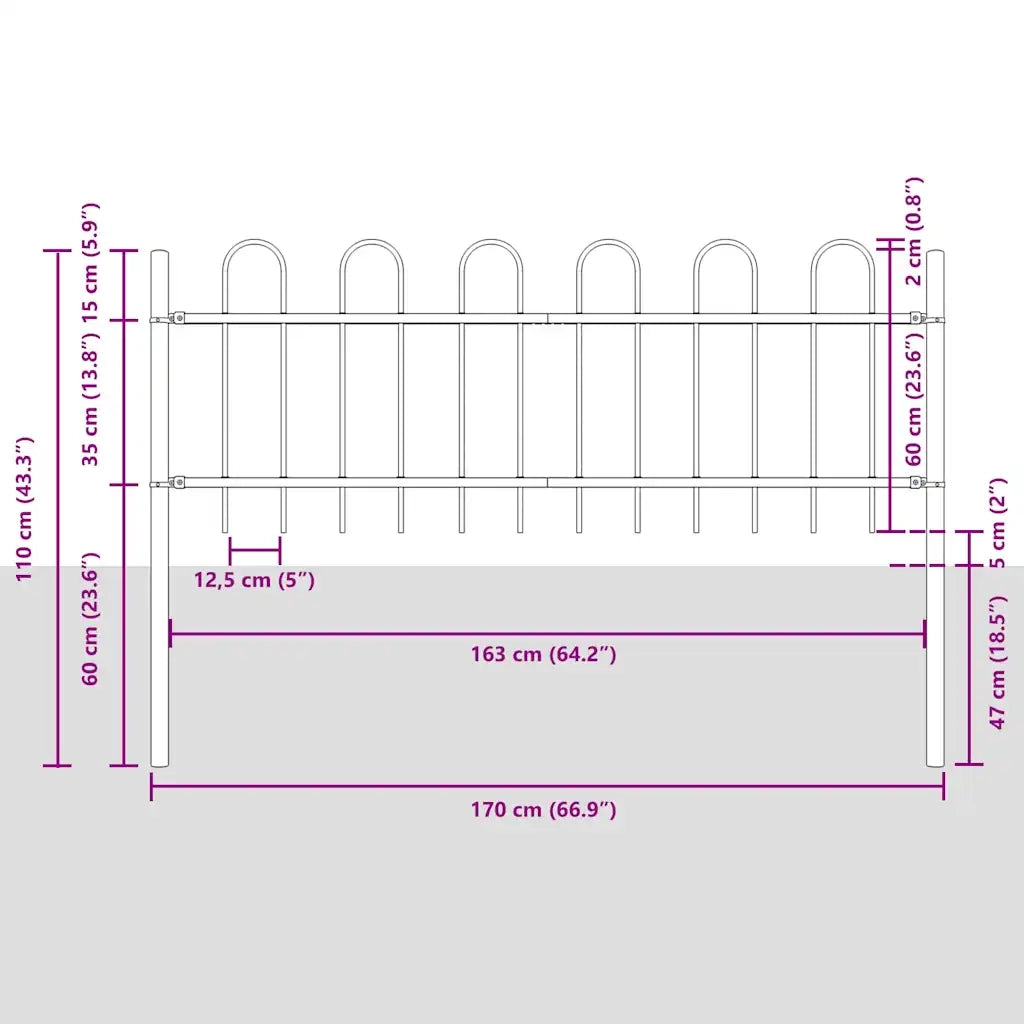 Recinzione per Giardino 5 pcs Grigio 8,5 x 0,6 m 3334093