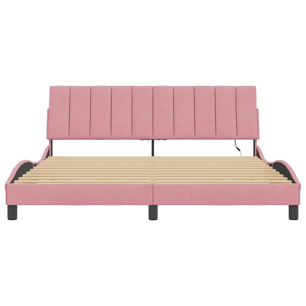 Giroletto con Luci LED Rosa 180x200 cm in Velluto
