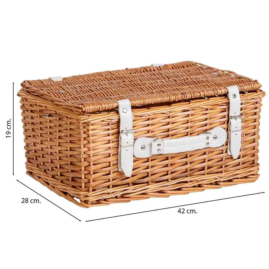 Cesto rettangolare in vimini con coperchio, 42x28x19 cm