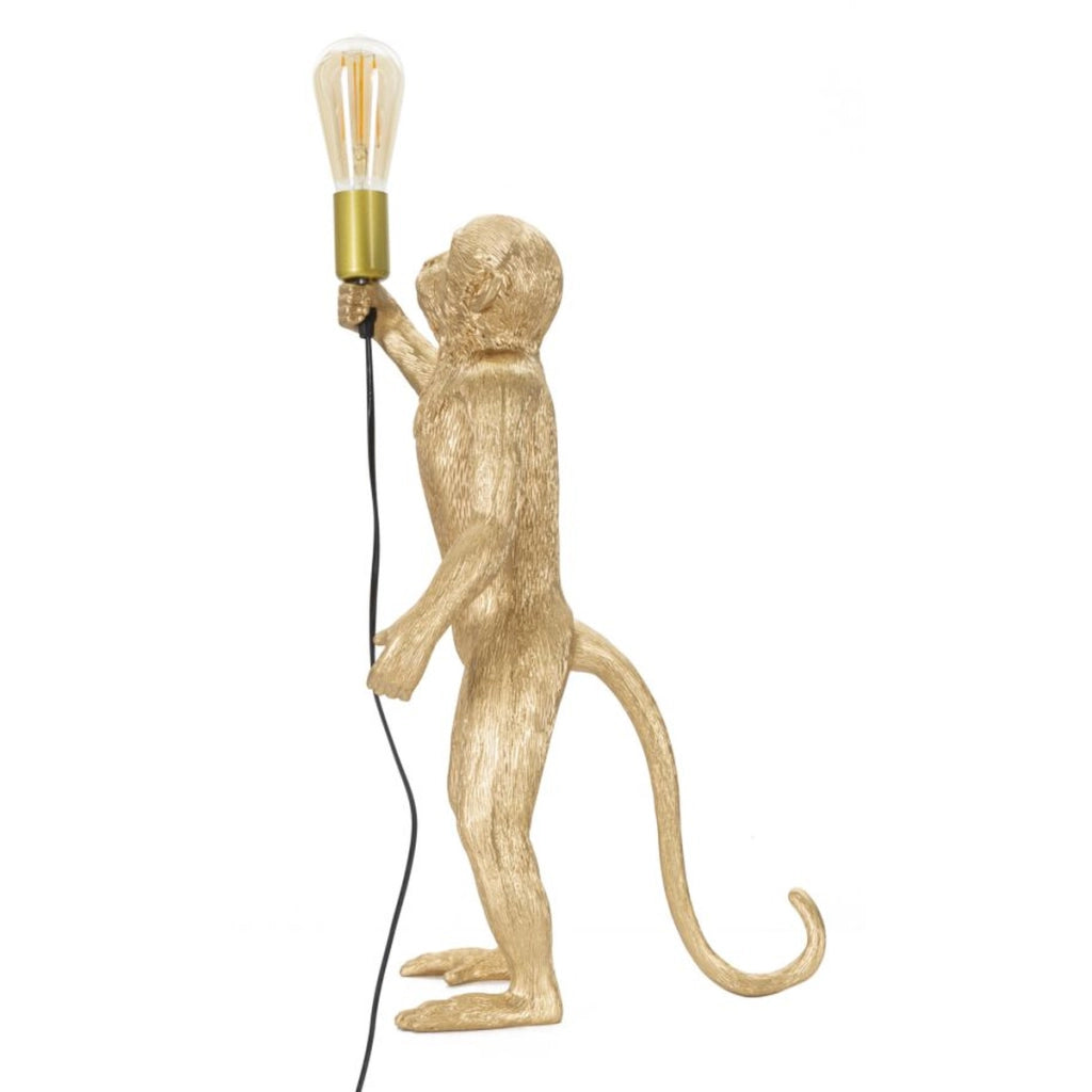 Lampada da Tavolo Scimmia 4, Oro, Poliresina, 26x34x55 cm