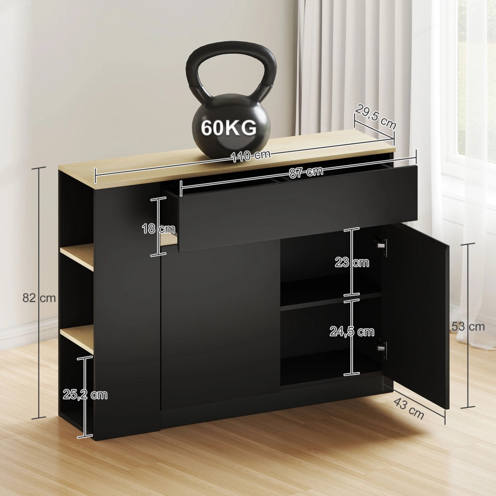 Credenza con cassetti e ante ¨C zephmum ¨C 110x29.5x82 cm nero