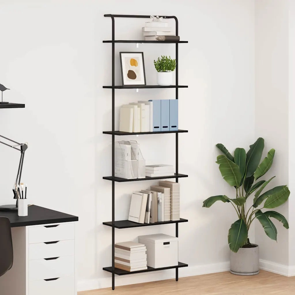 Libreria-Scaffale per Libri-Mobile di Stoccaggio Rovere Nero 60 x 24 x 203 cm Legno multistrato