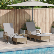 Set Lettini Prendisole Set di 3 Beige Rattan PE, metallo