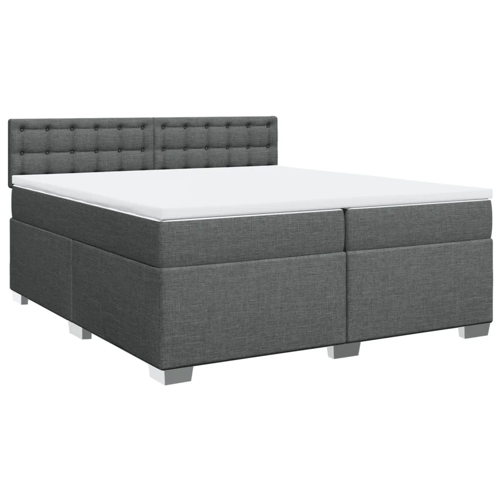 Giroletto a Molle con Materasso Grigio Scuro 200x200 cm Tessuto