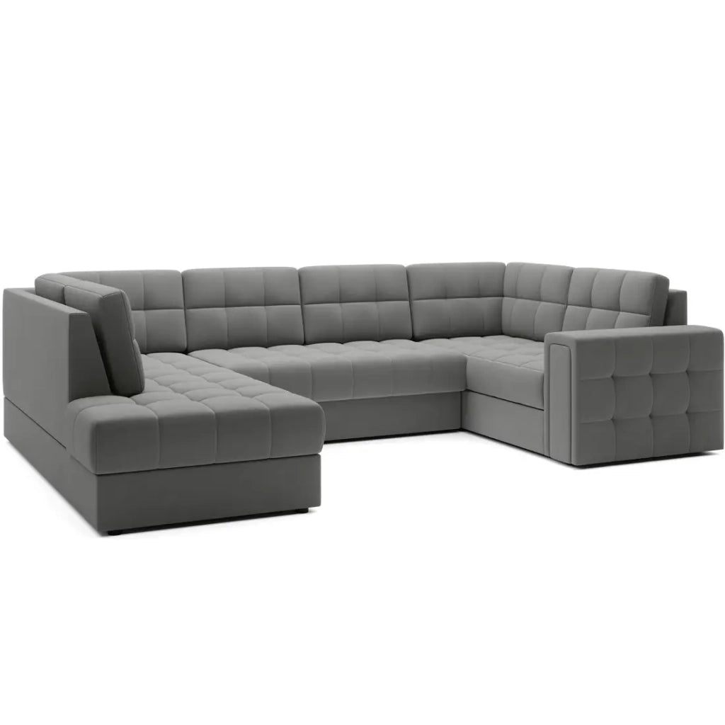 Divano angolare convertibile MONTEZA grigio sinistro 299 cm con contenitore e letto