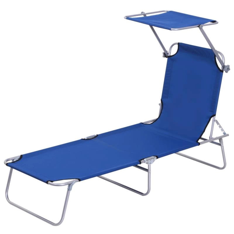 LETTINO PRENDISOLE DA GIARDINO SDRAIO PIEGHEVOLE CON TETTUCCIO BLU