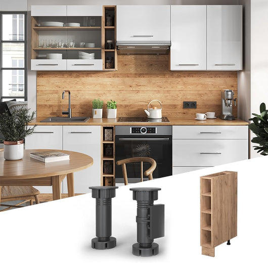 Scaffale da cucina Fame-Line, Quercia dorata, 15 cm senza piano di lavoro, per la combinazione con altri moduli della serie Fame-Line