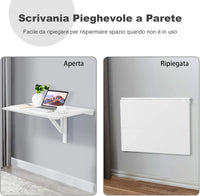 Tavolo Pieghevole a Muro, Tavolino Porta PC da Parete in Legno, Tavolo a Scomparsa Multifunzionale, Ideale per Soggiorno, Cucina e Studio, 80 x 60 x 45 cm (Bianco)