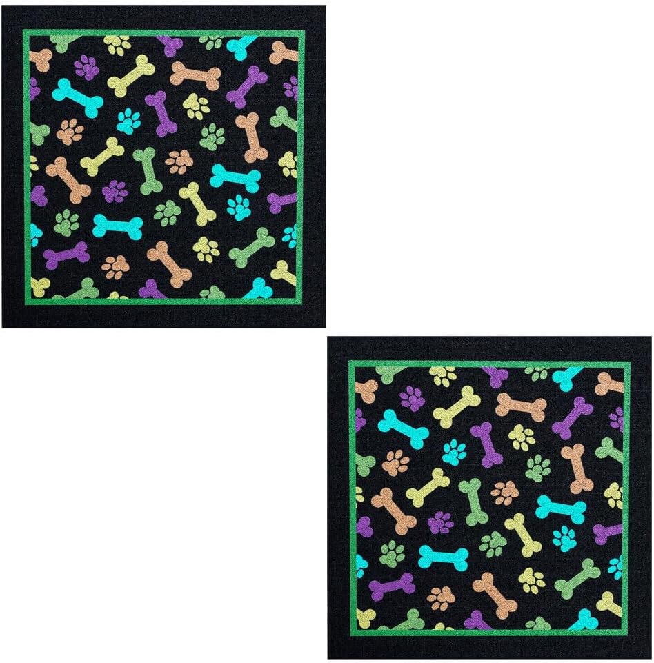 Coppia Tappetini SottoCiotola Gomma Sostenibile Antiscivolo 30x30 cm Cane Gatto Dis.F