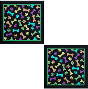 Coppia Tappetini SottoCiotola Gomma Sostenibile Antiscivolo 30x30 cm Cane Gatto Dis.F