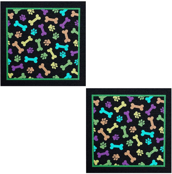 Coppia Tappetini SottoCiotola Gomma Sostenibile Antiscivolo 30x30 cm Cane Gatto Dis.F