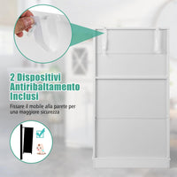 Mobile da Bagno con 4 Ante, Armadio da Terra con Ripiani Regolabili, Mobiletto Multifunzionale per Bagno Cucina e Soggiorno, 60x30x108 cm, Bianco (Bianco)
