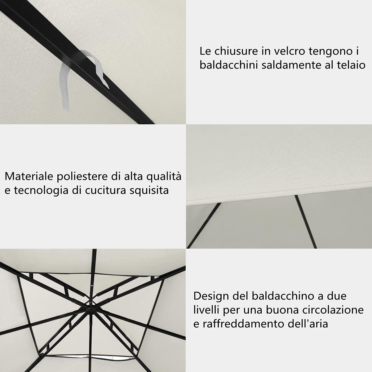 Tetto di Ricambio per Gazebo da Giardino Copertura di Ricambio Gazebo 3 x 3 m (Beige)