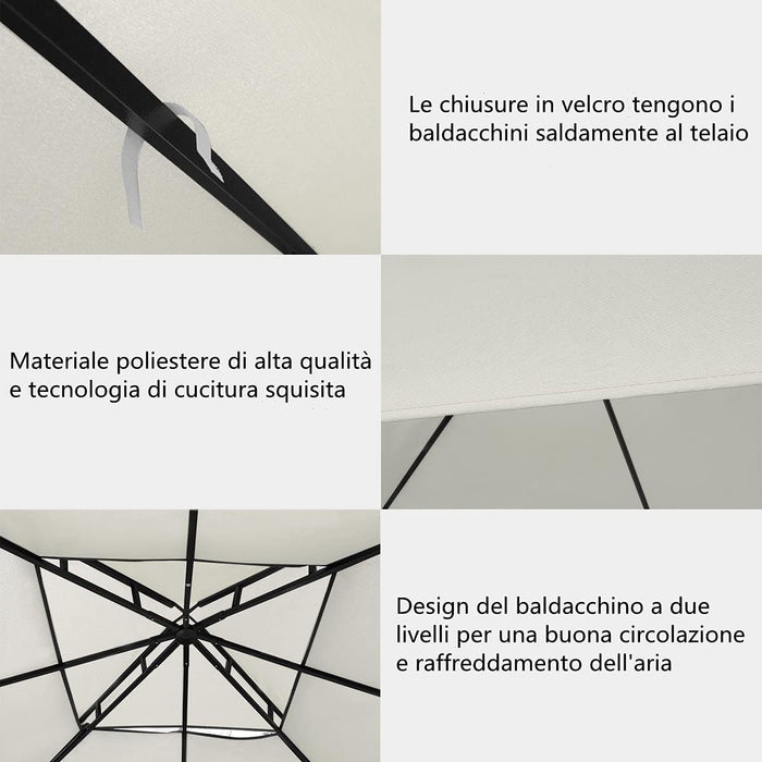 Tetto di Ricambio per Gazebo da Giardino Copertura di Ricambio Gazebo 3 x 3 m (Beige)