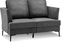 Divano Imbottito a 2 Posti, Divano Moderno con Cuscini e Braccioli, Gambe in Acciaio, Sofa per Soggiorno Appartamento Ufficio, 141x80x72cm