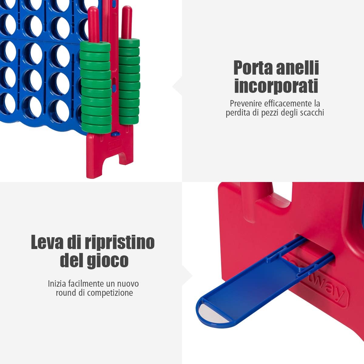 Forza 4 Gigante Mega 4 in Linea Quattro Insieme, Gioco da Tavolo Gioco di Fila per Bambini, 120 x 42 x 104 cm (Rosso)