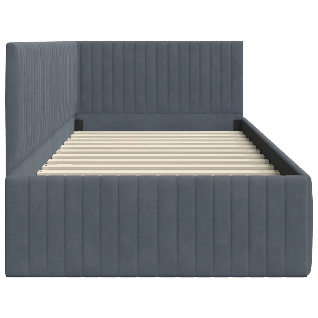 Cornice del letto ad angolo Grigio scuro 90 cm x 200 cm Velluto