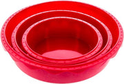Set di 3 forme per torte in silicone di diametro 16 cm, 20 cm e 26 cm, rosse, forme in silicone per la preparazione di torte e dessert, inclusi 4 ricette.