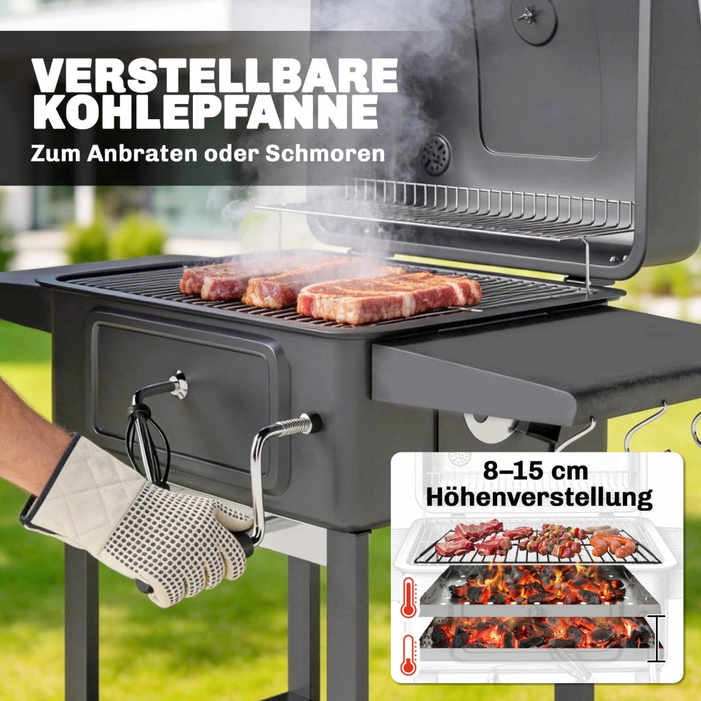 Barbecue a carbone con termometro e coperchio ¨C zephmum ¨C Griglia in acciaio